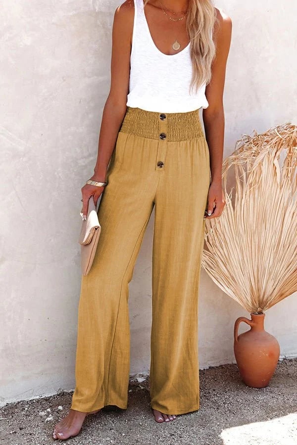 Riana - Pantalon Taille Haute Détendu